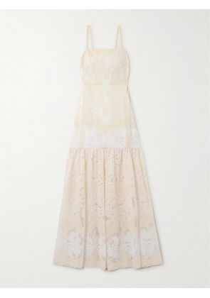Borgo de Nor - Cordelia Lace And Voile Maxi Dress - White - UK 6,UK 8,UK 10,UK 12,UK 14,UK 16
