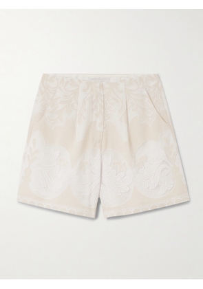 Borgo de Nor - Gwen Lace And Voile Shorts - White - UK 6,UK 8,UK 10,UK 12,UK 14,UK 16