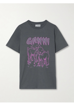 GANNI - Printed Organic Cotton-jersey T-shirt - Black - XXS,XS,S,M,L,XL,XXL,XXXL,XXXXL