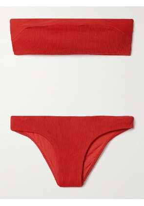 Haight - Gabi Ribbed Bandeau Bikini - Red - small,medium,large