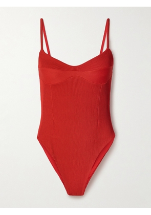 Haight - Monica Ribbed Swimsuit - Red - x small,small,medium,large
