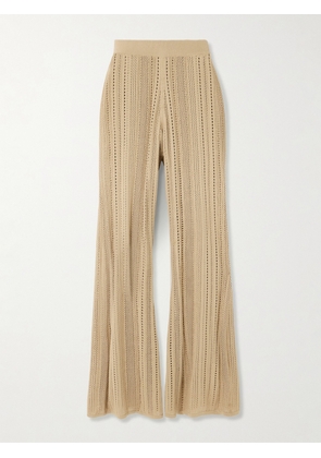 BY MALENE BIRGER - Kiraz Pointelle-knit Cotton-blend Wide-leg Pants - Neutrals - xx small,x small,small,medium,large,x large