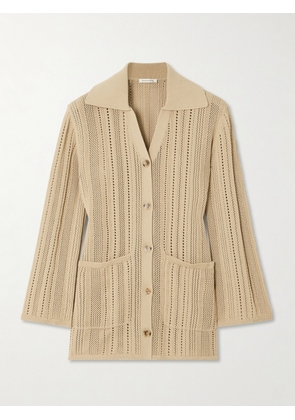 BY MALENE BIRGER - Samina Pointelle-knit Cotton-blend Cardigan - Neutrals - xx small,x small,small,medium,large,x large