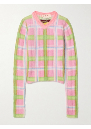 Marni - Checked Brushed Knitted Sweater - Pink - IT38,IT40,IT42,IT44,IT46,IT48