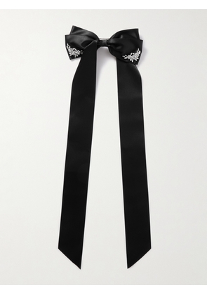 Simone Rocha - Embellished Satin Bow Hair Clip - Black - One size