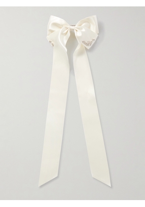 Simone Rocha - Embellished Satin Bow Hair Clip - Cream - One size