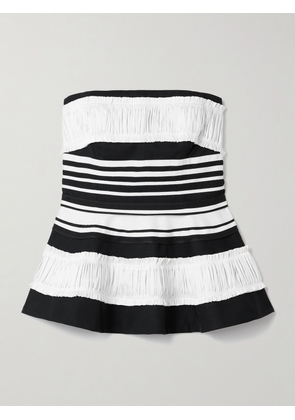 Christopher John Rogers - Strapless Striped Taffeta And Grosgrain-trimmed Cotton And Silk-blend Twill Peplum Top - Multi - US2,US4,US6,US8,US10