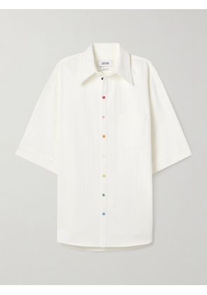 Christopher John Rogers - Oversized Embroidered Cotton-sateen Shirt - White - x small,small,medium,large,x large