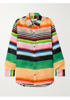 Christopher John Rogers - Casette Oversized Striped Silk-organza Shirt - Multi - x small,small,medium,large,xx large