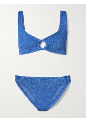 Hunza G - Hallie Metallic Seersucker Bikini - Blue - Beachwear One Size