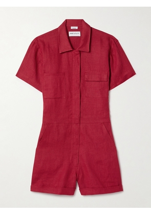 Rivet Utility - Dreamer Linen Playsuit - Red - x small,small,medium,large,x large