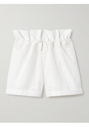Loretta Caponi - Marissa Broderie Anglaise Cotton Shorts - White - x small,small,medium,large
