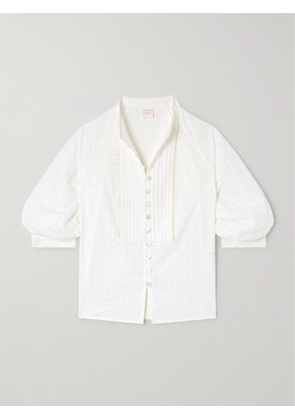 Loretta Caponi - Brunella Pintucked Broderie Anglaise Cotton Blouse - White - x small,small,medium,large