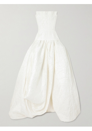 Maticevski - Harlequin Strapless Wrap-effect Cloqué Gown - White - UK 8,UK 10