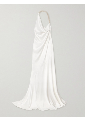 Maticevski - Desires Draped Silk-satin Halterneck Gown - White - UK 6,UK 8,UK 10,UK 12