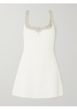 Clio Peppiatt - Daisy Crystal And Bead-embellished Stretch-tulle Mini Dress - Ivory - XS,S,M,L,XL
