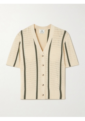 Anine Bing - Camryn Striped Open-knit Cotton-blend Cardigan - Cream - x small,small,medium,large