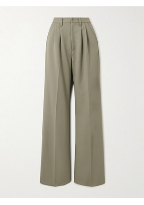 Anine Bing - Carrie Pleated Wool-twill Wide-leg Pants - Green - DK32,DK34,DK36,DK38,DK40,DK42