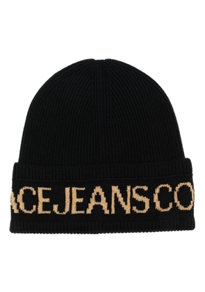 Versace Jeans Couture intarsia-logo wool beanie - Black