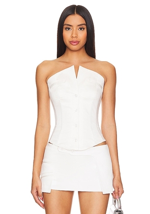 Poster Girl Court Corset in White. Size M, S, XL, XS.