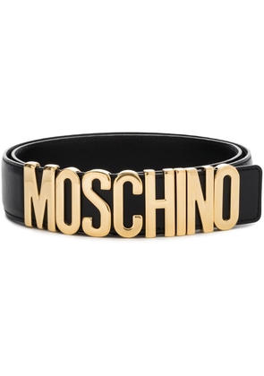 Moschino logo-plaque belt - Black