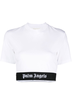 Palm Angels logo-underband cropped T-shirt - White