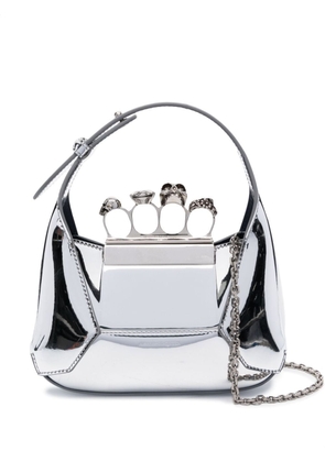 Alexander McQueen metallic Jewelled Hobo mini bag - Silver