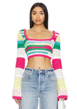 Lovers and Friends Aven Long Sleeve Crop Top in Green,Pink. Size M, S, XS.