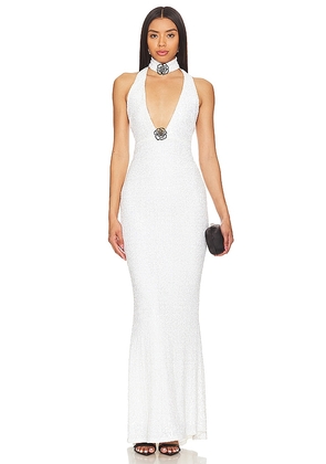 Nookie Rosalia Halter Gown in White. Size S, XL.