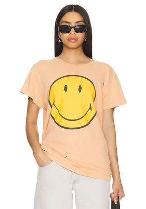 Madeworn Keep Smiling Tee in Peach. Size M, S, XL, XS.