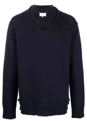 Maison Margiela elbow-patch knitted jumper - Blue