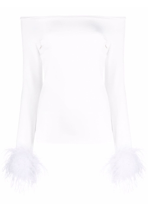 Atu Body Couture feather cuffs off-shoulder top - White