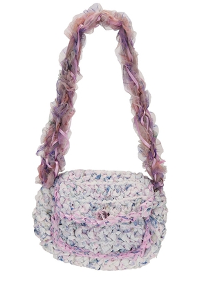 Susan Fang Crochet Shoulder Bag in Pink.