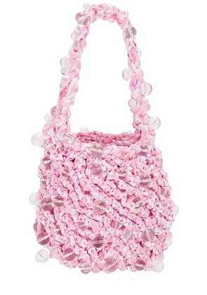 Susan Fang Crochet Beaded Mini Bag in Pink.