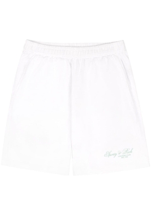 Sporty & Rich logo-print cotton track shorts - White