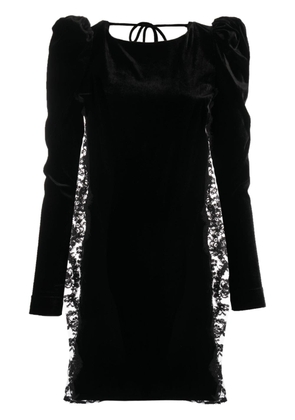 Alessandra Rich lace-trim velvet minidress - Black