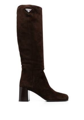 Prada 65mm knee-high leather boots - Brown