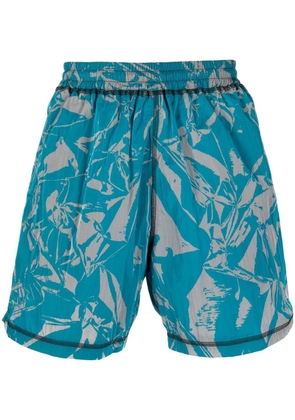 Aries abstract pattern elasticated shorts - Blue