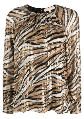 Michael Michael Kors tiger-print long-sleeved blouse - Neutrals
