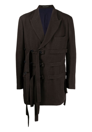 Yohji Yamamoto strapped long-sleeve coat - Brown