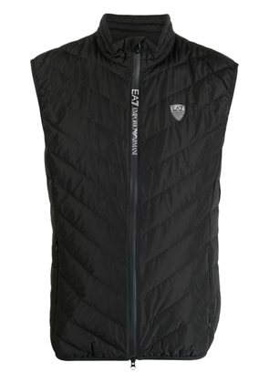 Ea7 Emporio Armani logo-patch quilted padded gilet - Black
