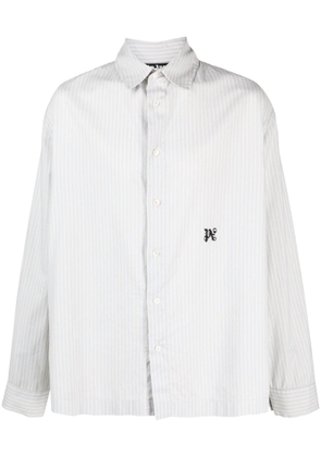 Palm Angels monogram-embroidered striped shirt - Blue