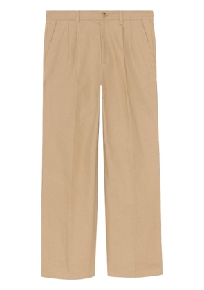 Gucci embroidered-logo straight trousers - Neutrals