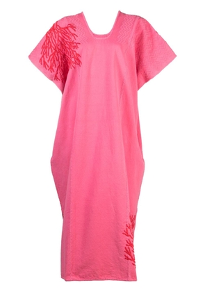 Pippa Holt 668 coral-embroidered midi kaftan - Pink