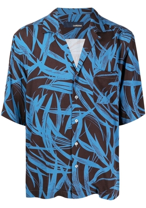 Lardini leaf-print short-sleeve shirt - Blue