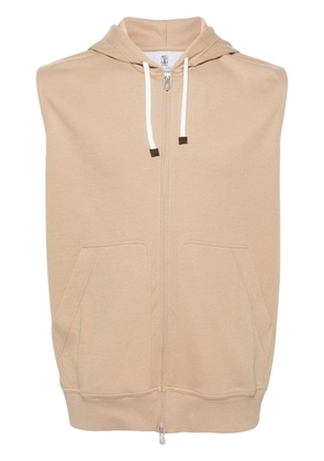 Brunello Cucinelli sleeveless cotton hoodie - Neutrals