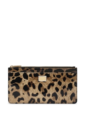 Dolce & Gabbana leopard-print zip-around card holder - Brown