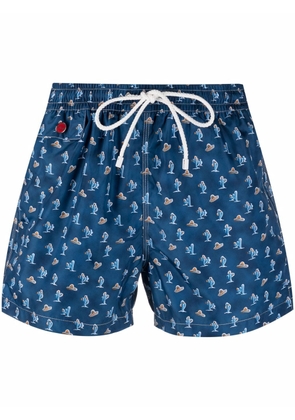 Kiton patterned swim shorts - Blue