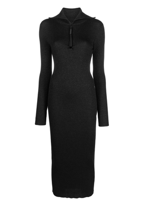 Brunello Cucinelli half-zip cashmere midi dress - Black