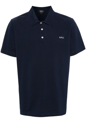 A.P.C. logo-embroidered cotton polo shirt - Blue